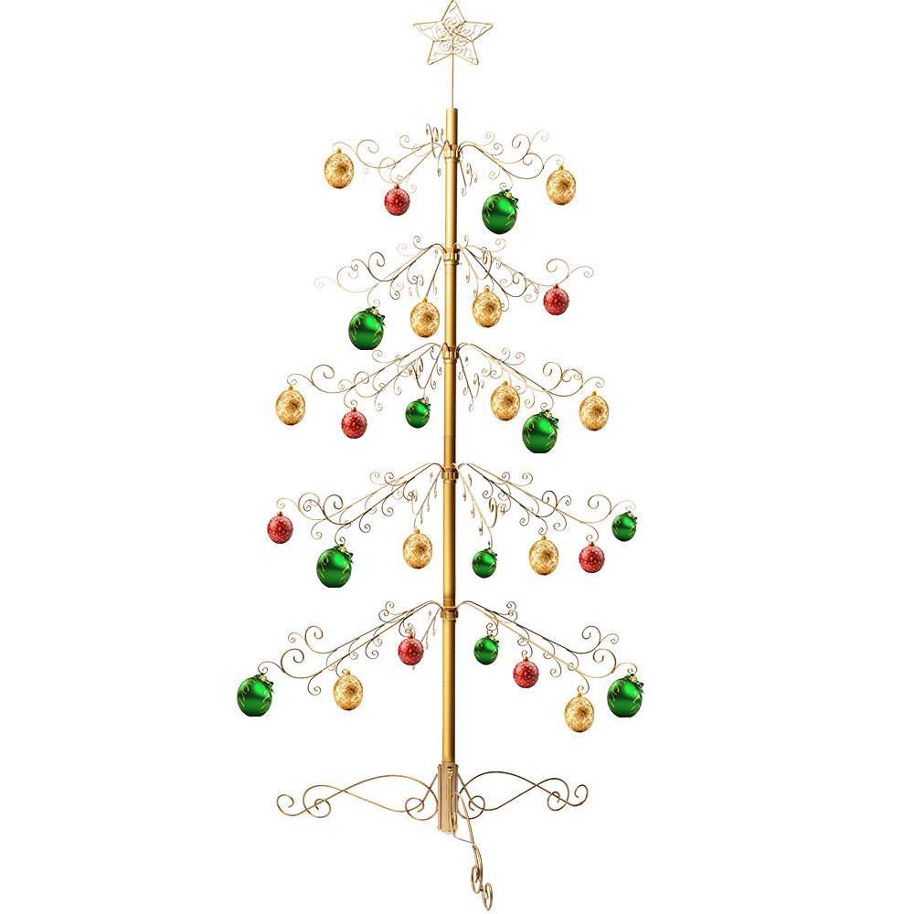 HOHIYA  6.5 Feet Wrought Iron Christmas Tree Alternative Metal Ornament Display Stand with 174 Hooks Extra Large Floor Standing ECO Xmas Tree for Keepsake Collections Gold